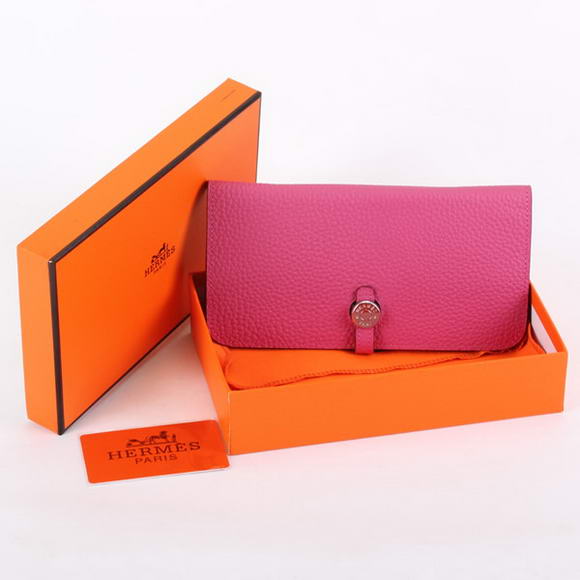 1:1 Quality Hermes Dogon Togo Leather Wallet Travel Case A808 Roseo Replica